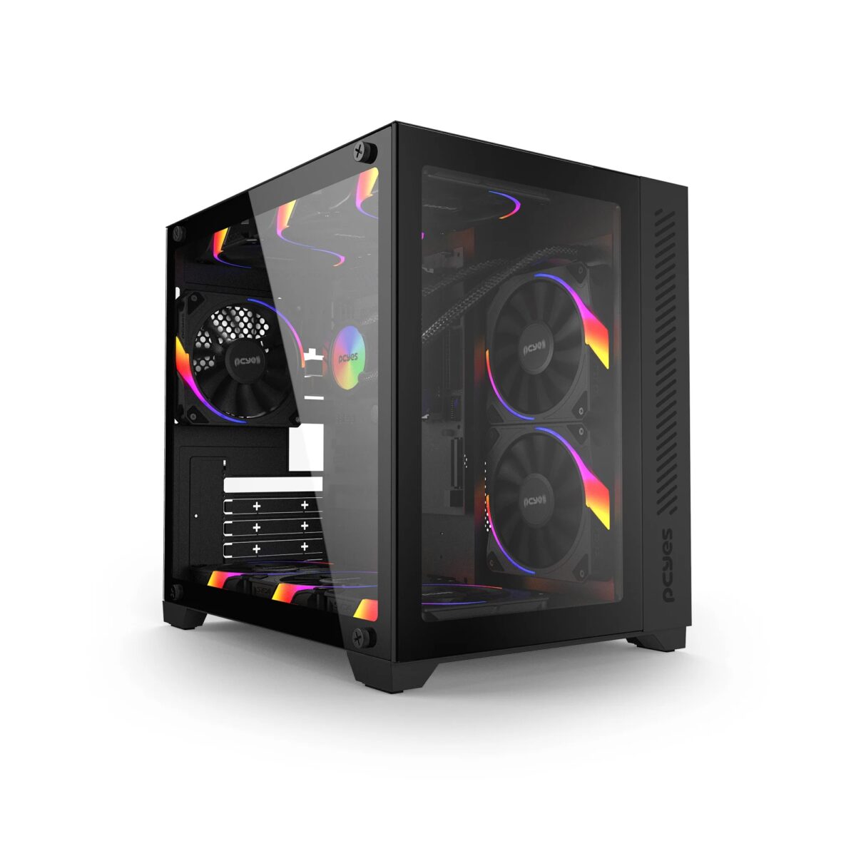 1. Gabinete Gamer Forcefield Black Vulcan PCYES  Design Imponente com Vidro Temperado - Imagem 2