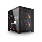 1. Gabinete Gamer Forcefield Black Vulcan PCYES  Design Imponente com Vidro Temperado - Imagem 2