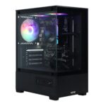 1. Gabinete Gamer Forcefield Black Vulcan PCYES  Design Imponente com Vidro Temperado