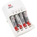 Carregador De Pilhas Com 4 Pilhas Aaa Palito Mo-Cp52 Mox Bateria 1000mah