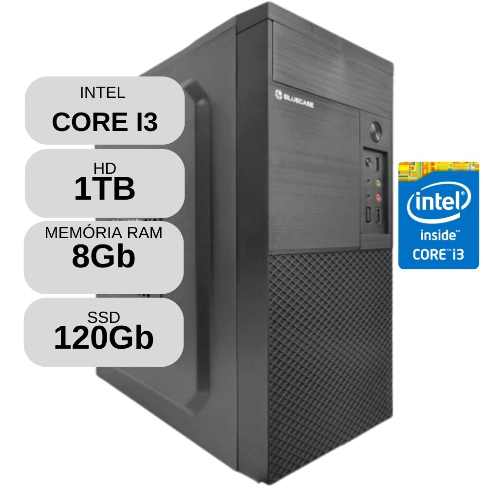 Computador Intel Core i3 - 8Gb Ram - HD 1Tb - SSD 120Gb Computador Intel Core i3 - 8Gb Ram - HD 1Tb - SSD 120Gb