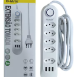 Filtro de Linha com Extensão e 3 Portas USB BMAX