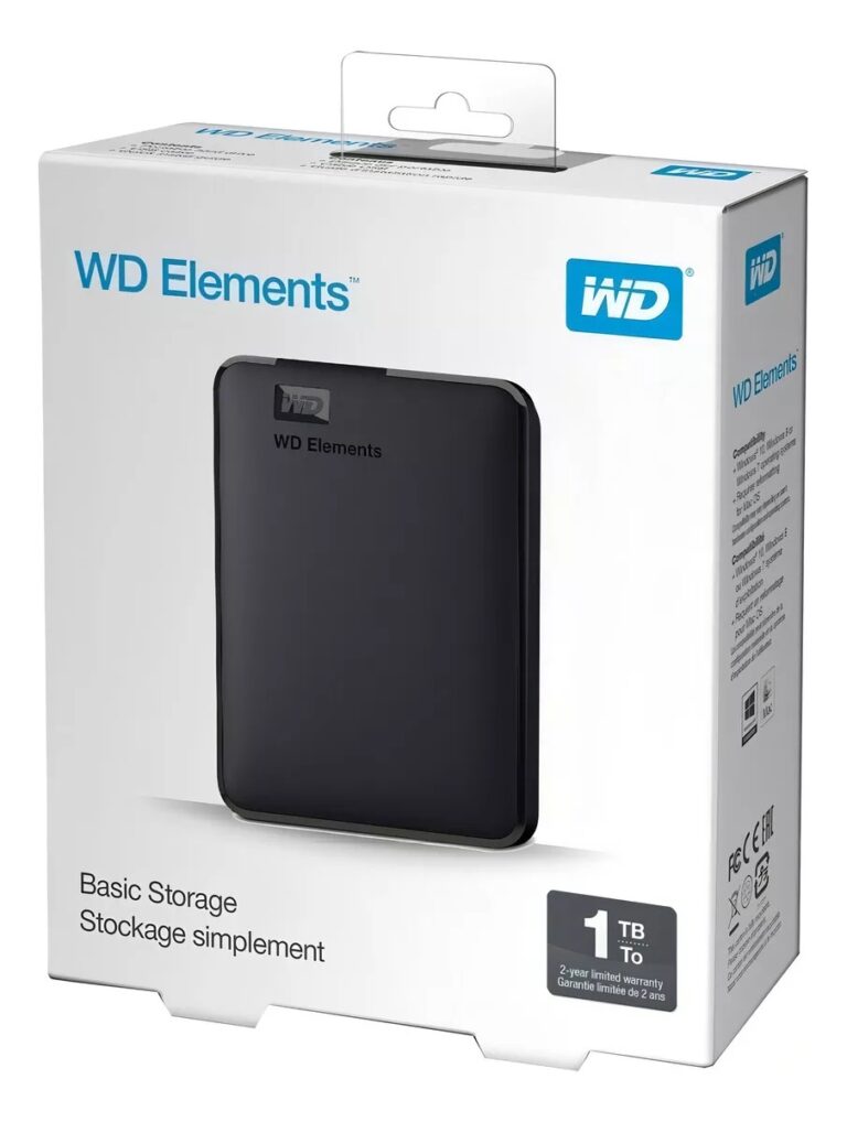 HD Externo Portátil Western Digital WD Elements 1TB  Armazenamento Confiável e Portátil
