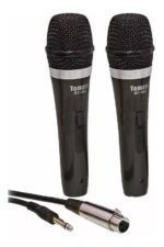 Microfone Com Fio Duplo Profissional Metal  Mt-1003 - Tomate - Imagem 4