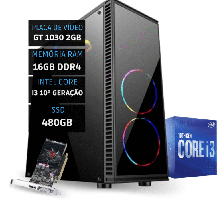 PC Gamer Intel Core i3 10100F - GT 1030 - 16Gb Ram - SSD 480Gb