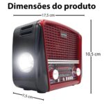 Rádio Portátil Retro Vintage com USB e Lanterna Kapbom KA-8807 - Imagem 4
