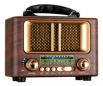 Rádio Vintage Portátil AM/FM com Bluetooth e Bateria Recarregável  110v/220v