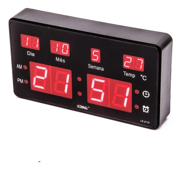 Relógio De Parede Led Digital Temperatura Lelong Le-2115