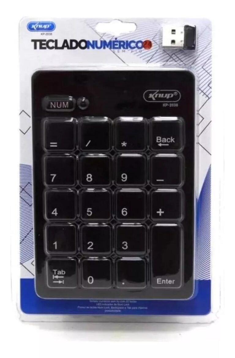 Teclado Numérico KP-2038 Sem Fio  Praticidade e Mobilidade para seu Dia a Dia