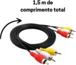Cabo Áudio E Vídeo Rca Coaxial 3 Vias X Rca 3 Vias 1,50m