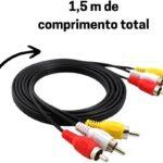 Cabo Áudio E Vídeo Rca Coaxial 3 Vias X Rca 3 Vias 1,50m