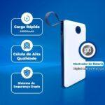 Carregador Portátil Power Bank 20.000mAh - Com 3 Cabos USB, iOS e Tipo-C, Modelo Gold BTE-02 - Imagem 4