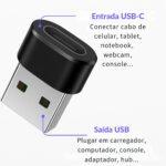Adaptador USB Tipo C para USB Comum (Tipo A), Carregamento Rápido 30W, OTG Plug, Compatível com iPhone 11 12 13 14 15 16 17 Pro Max, Android, Carro, Power Bank, Transferência de...