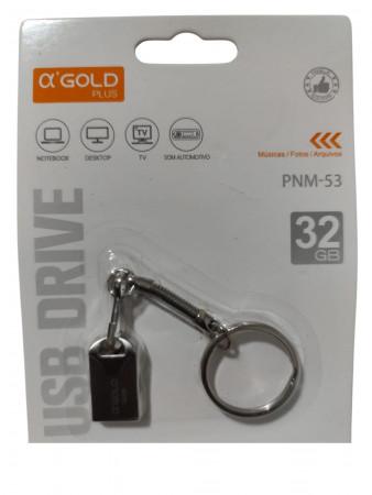 Pendrive A Gold 32GB PNM-53 com Chaveiro - Armazenamento Prático para Notebook, Desktop e Som Automotivo