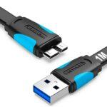 Cabo Para Hd Externo Usb-A 3.0 Para Micro USB B 3.0 5gbps (UM) 1 Metro Para Disco Rígido,HD, SSD, TABLET, Transferência de Dados, Cabo Flat