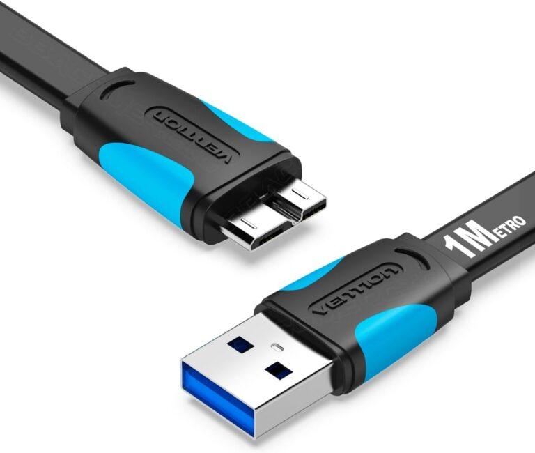 Cabo Para Hd Externo Usb-A 3.0 Para Micro USB B 3.0 5gbps (UM) 1 Metro Para Disco Rígido,HD, SSD, TABLET, Transferência de Dados, Cabo Flat