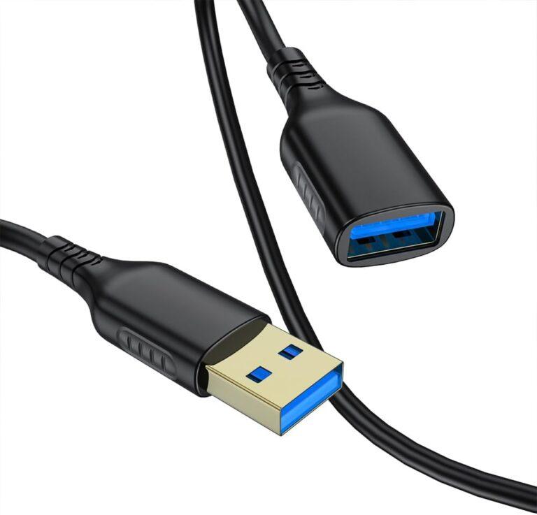 Extensor USB 3.0 com 2 METROS, cabo de extensão USB 3.0 macho para fêmea Cabo USB Transferência de dados de alta velocidade compatível com webcam, gamepad, unidade flash, hd...