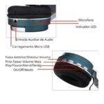 Fone De Ouvido Bluetooth Regulavel Fm Suporta P2 Micro Sd Cor Azul - Imagem 2
